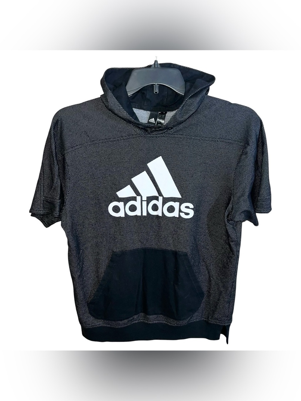 Adidas Short Sleeve Sweatshirt Hoodie Men’s M Black White